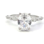 Load image into Gallery viewer, 18K White Gold Oval Engagement Ring with Marquise Diamonds and Hidden Halo
