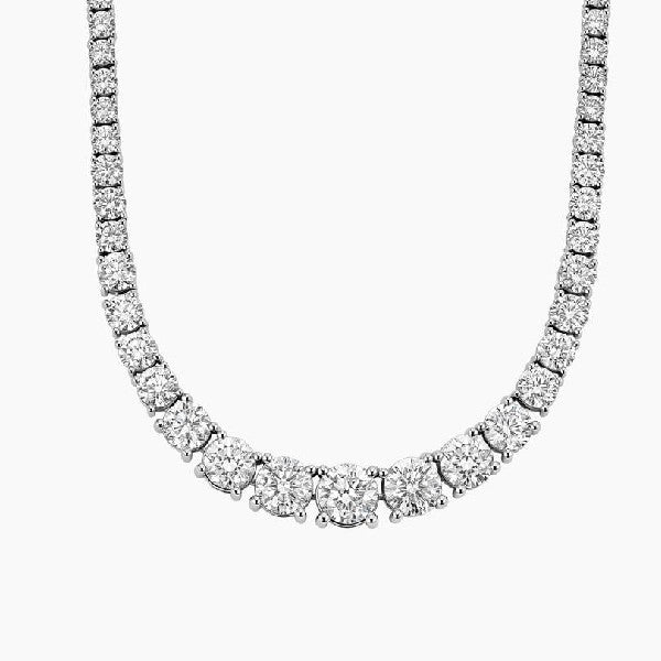 14K White Gold Lab-Grown Diamond GraduatedTennis Necklace  20.00 cttw