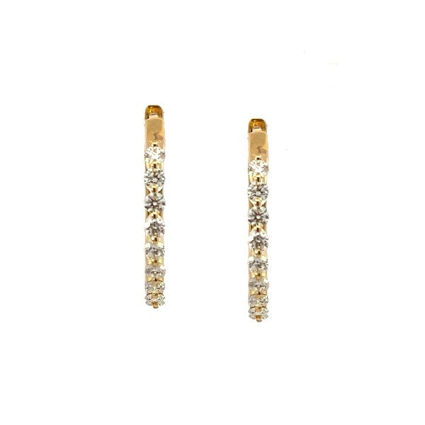 14K Yellow Gold Small Diamond Hoop Earrings 0.50cttw