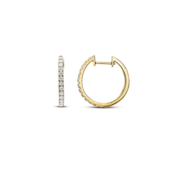 18K Yellow Diamond Huggie Hoop Earrings