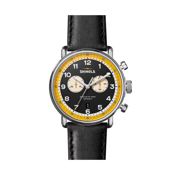 SHINOLA The Canfield Model C56 2 Eye Chronograph 43MM Black & Canary