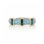 Load image into Gallery viewer, SLOANE STREET Sterling Silver and 18K Yellow Gold 3-Stone Blue Topaz Ring