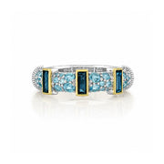 SLOANE STREET Sterling Silver and 18K Yellow Gold 3-Stone Blue Topaz Ring