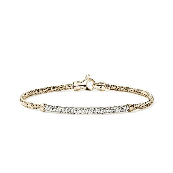 JOHN HARDY 14K Yellow Gold Pavé Diamond Bar Bracelet