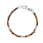 Load image into Gallery viewer, JOHN VARVATOS Simit Sterling Silver Tigers Eye Beaded Single-Strand Bracelet, 4mm Round
