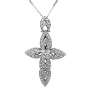 18K White Gold Diamond Cross Pendant