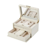 WOLF Lauren Medium Ivory Leather Jewelry Box