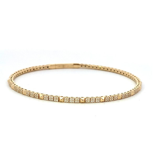 14K Yellow Gold Flexible Diamond Bangle