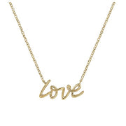 14K Yellow Gold Scripted Love Necklace