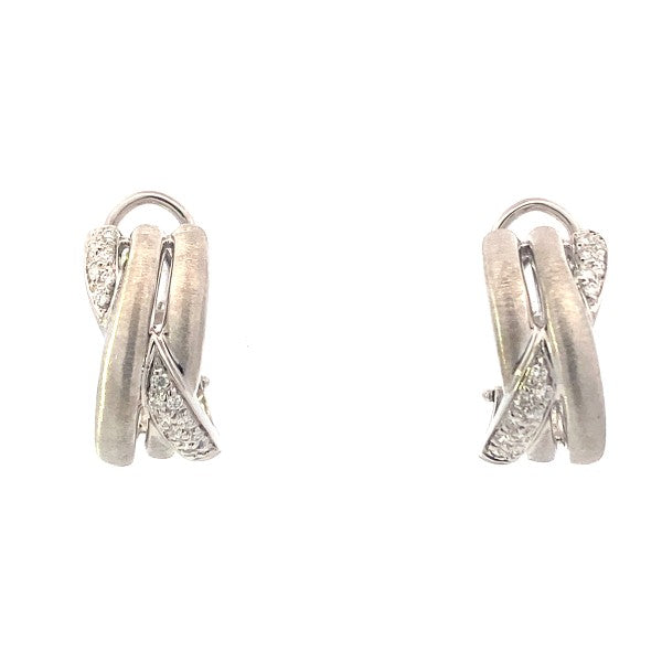 18K White Gold Twist Diamond Hoop Earrings - FINAL SALE