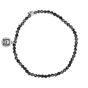 JOHN VARVATOS Skull Sterling Silver Obsidian Beaded Single-Strand Bracelet, 3mm Beads