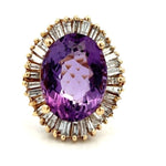 Load image into Gallery viewer, ESTATE 14K Yellow Gold Amethyst and Baguette Diamond Ring - FINAL SALE