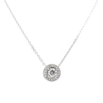 Load image into Gallery viewer, 14K White Gold Pave Diamond Halo Necklace