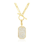Load image into Gallery viewer, 14K Yellow Gold Diamond ID Tag Pendant Necklace