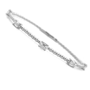 14K White Gold Flexible Bangle Bracelet with Multi-Shaped Diamond Stations
