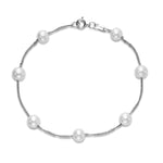 Load image into Gallery viewer, 5.5-6mm White Freshwater Pearl Bracelet in 14K White Gold
