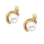 Load image into Gallery viewer, 14K Yellow Gold Pearl and Diamond Earrings - FINAL SALE
