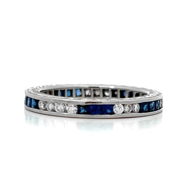 Platinum Sapphire and Diamond Eternity Band