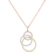 18K Tri-Color Gold Linking Circle Diamond Necklace