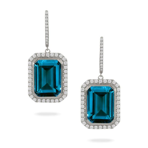 London BlueTopaz and Diamond Earrings