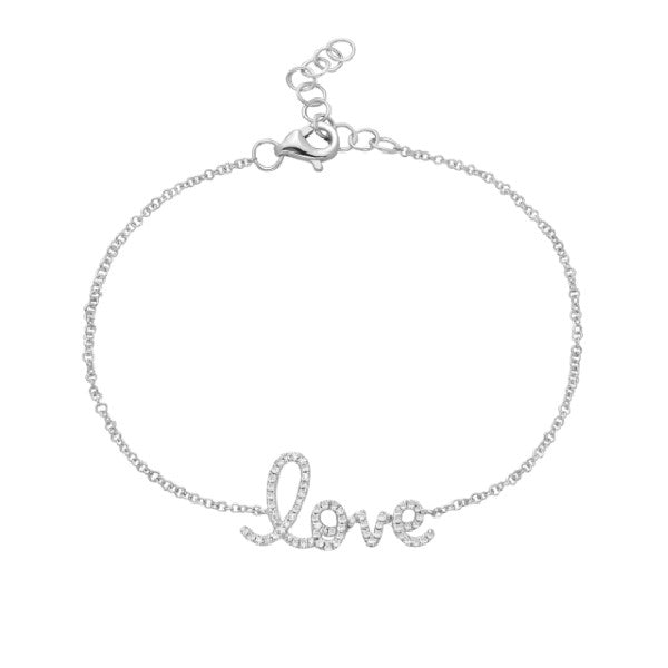 14K White Gold Diamond Love Bracelet
