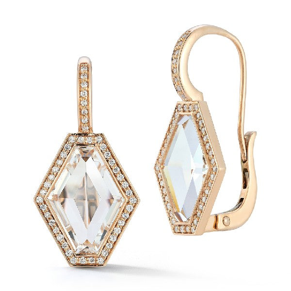 Bell Diamond and Rock Crystal Drop Earrings