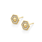 MICHAEL M 14K Yellow Gold Mini Hex Diamond Stud Earrings