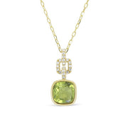 14K Yellow Gold Peridot and Diamond Necklace