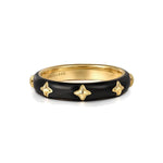 Load image into Gallery viewer, 14K Yellow Gold Pyramid Stackable Ring with Black Enamel