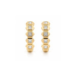 Load image into Gallery viewer, 14K Yellow Gold Geometric Diamond Hoop Earrings
