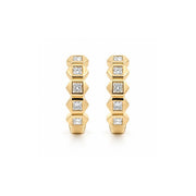 14K Yellow Gold Geometric Diamond Hoop Earrings