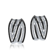 ESTATE 18K White Gold Black and White Diamond Zig-Zag Earrings