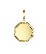 14K Yellow Gold Hexagon Personalized Medallion Pendant