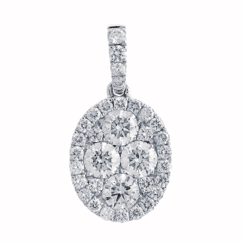 18K White Gold Diamond Cluster Pendant