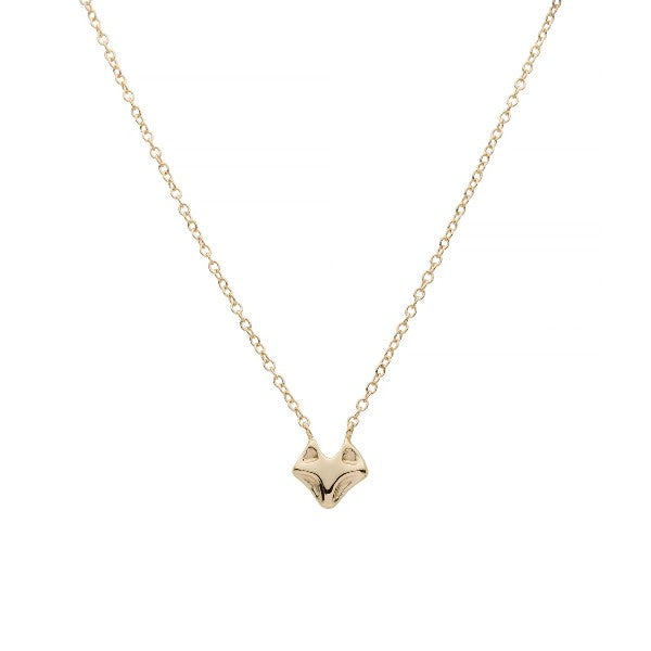 ESTATE 14K Yellow Gold Tiny Gold Fox Pendant Necklace