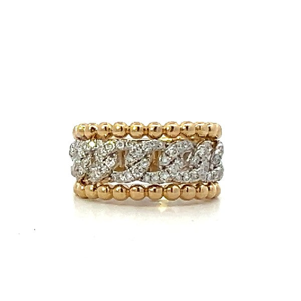 14K White & Yellow Gold Diamond Chain Fashion Ring