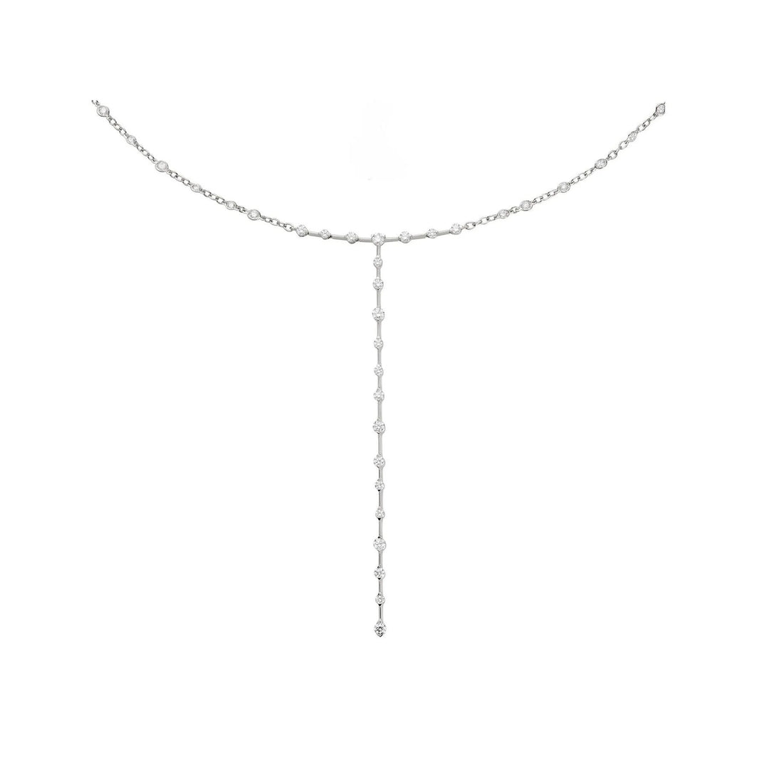 CASATO 18K White Gold  Sahara Y- Diamond Necklace