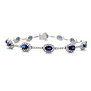 18K White Gold Saphhire and Diamond Tennis Bracelet