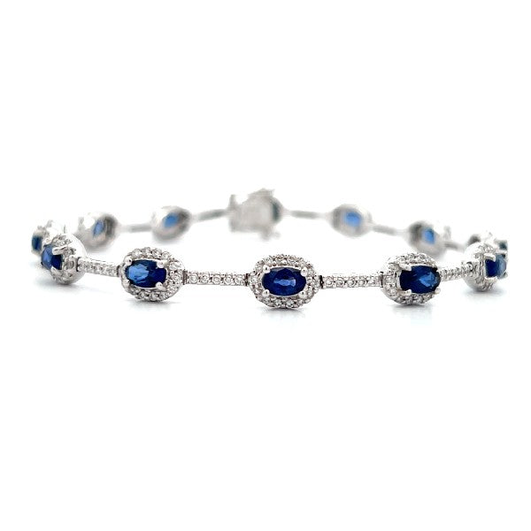 18K White Gold Saphhire and Diamond Tennis Bracelet