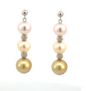 18K White Gold Multi-Shade Freshwater Pearl Earrings