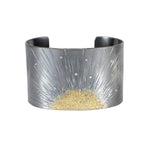 Load image into Gallery viewer, KATE MALLER Oxidized Silver and 22K Gold Sun Rays Cuff with Diamonds
