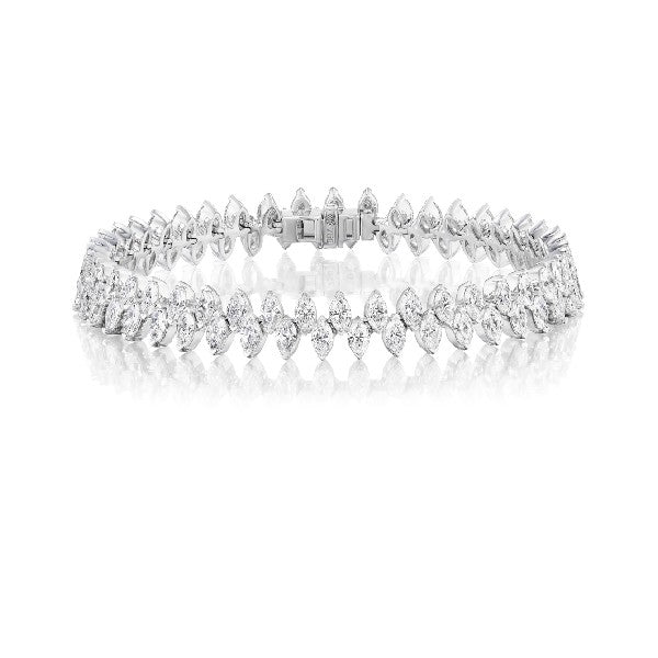 18K White Gold Marquise Diamond Tennis Bracelet