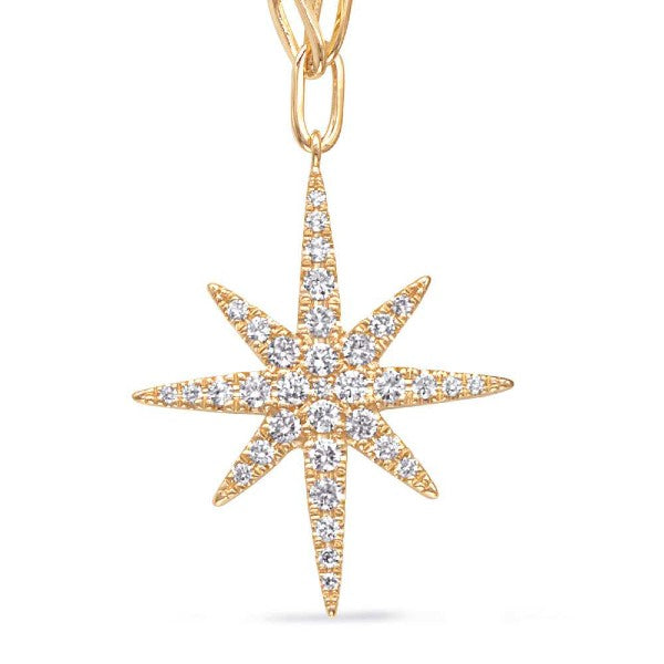 18K Yellow Gold Diamond Starburst Necklace