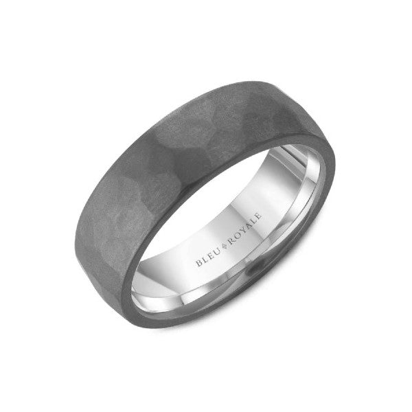 CROWN RING Men's Tantalum and 14K White Gold Wedding Band