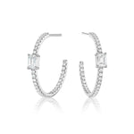 Load image into Gallery viewer, 18K White Gold Diamond Hoop Earrings