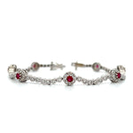 Load image into Gallery viewer, 18K White Gold Ruby &amp; Diamond Tennis Bracelet
