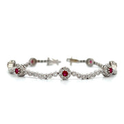 18K White Gold Ruby & Diamond Tennis Bracelet