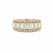 18K Yellow Gold 3-Row Diamond Ring