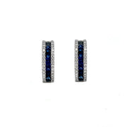 14K White Gold Sapphire and Diamond Hoop Earrings