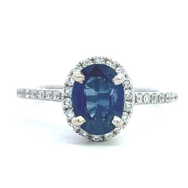 Sapphire and Diamond Halo Ring